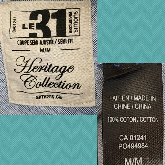 Le 31 Blue Fish Printed 100% Cotton Button Front Semi Fitted Shirt - Picture 4 of 4